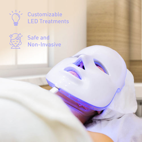 AuraDerm LED Glow Set – 7-in-1 LED Light Therapy Face Mask + 7-in-1 LED Face & Neck Sculpting Wand